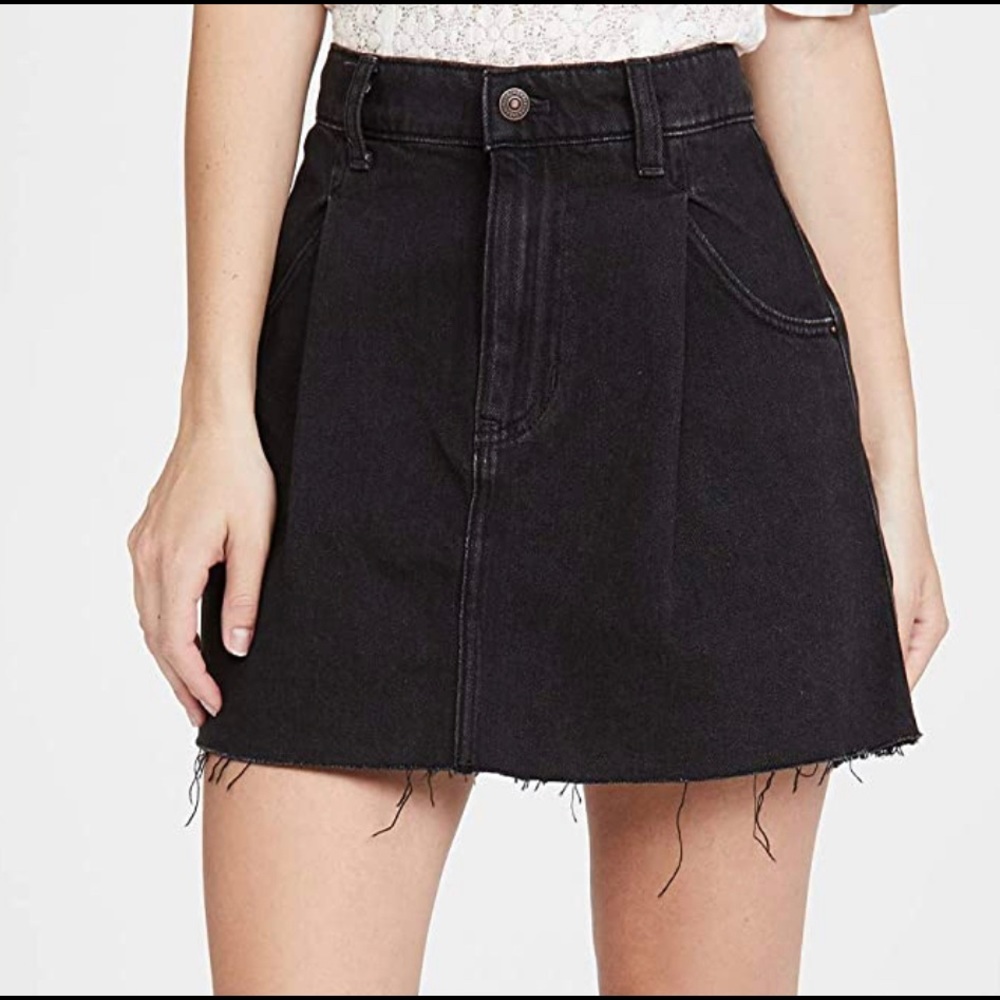Free People Black Denim skirt
